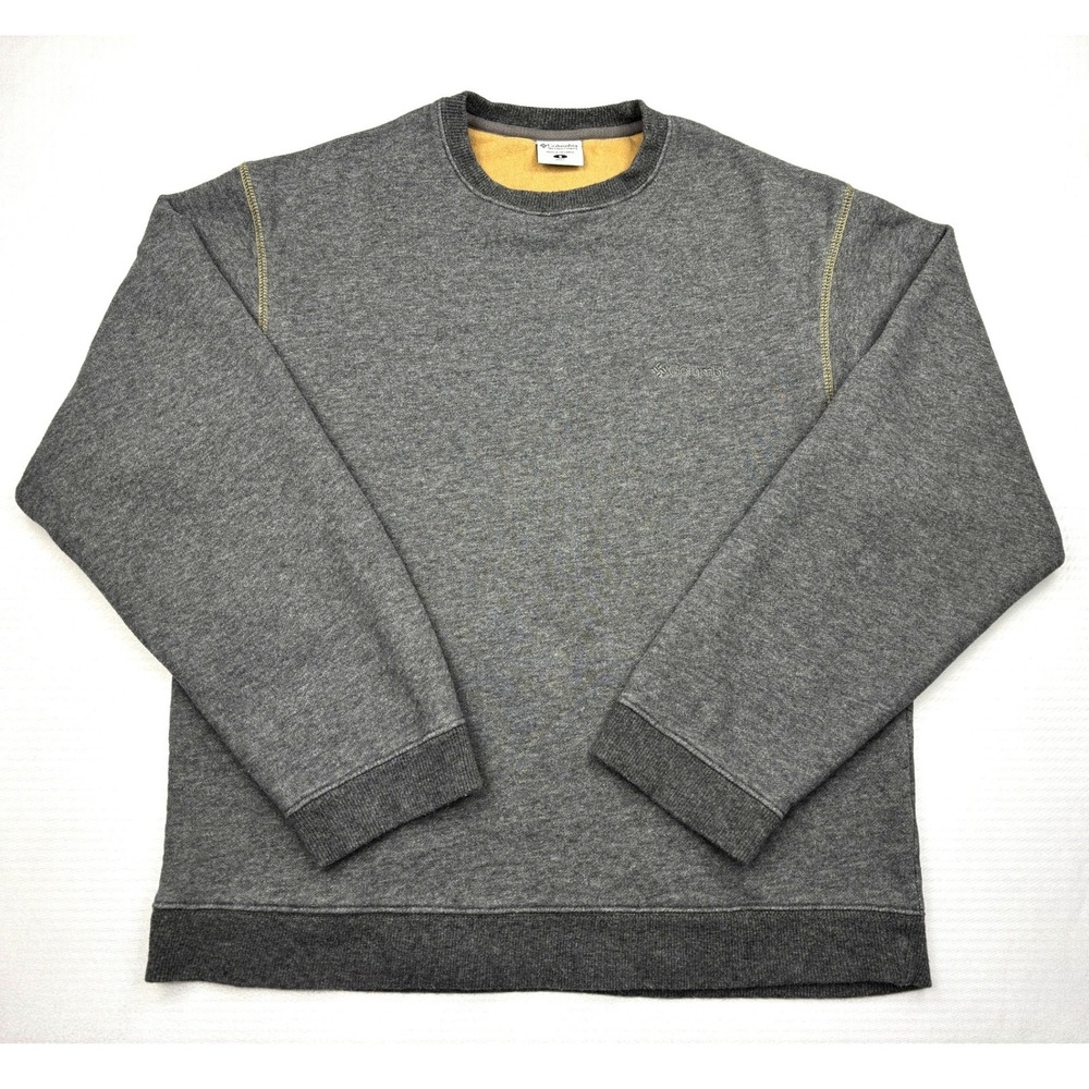 Columbia Crewneck Sweatshirt Fleece Gray Pullover Contrast Stitch Mens Size S